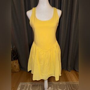 Silence + Noise Yellow Cotton Fit & Flare Dress Medium